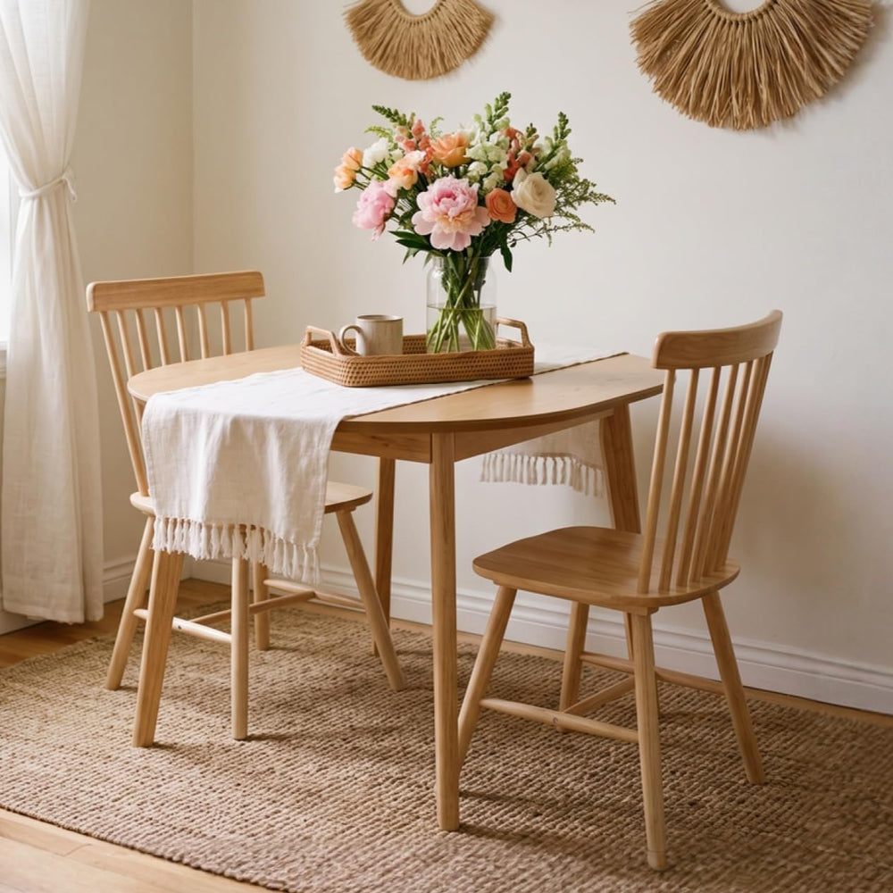 Windsor Dining Chairs Set of 2, Spindle Back Wooden Chairs
