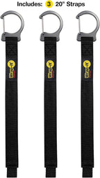 Wrap-It Storage Quick Clips - 20" (3-Pack) Black - Hose Organizer Straps with a Metal Clip to use as an Extension Cord Organizer or RV Hose Storage