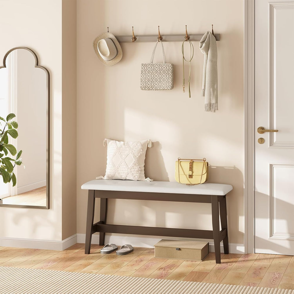 HOOBRO Dining Bench, Bamboo Dining Room Bench with PU Leather Upholstered Sea...