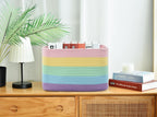 Issudata Storage Basket,Woven Baskets for Storage,Cotton Rope Baskets for Organizing,decorative Baskets for Shelves,book Basket,towel Basket,Toy Basket or Storage Bins (Light Rainbow)