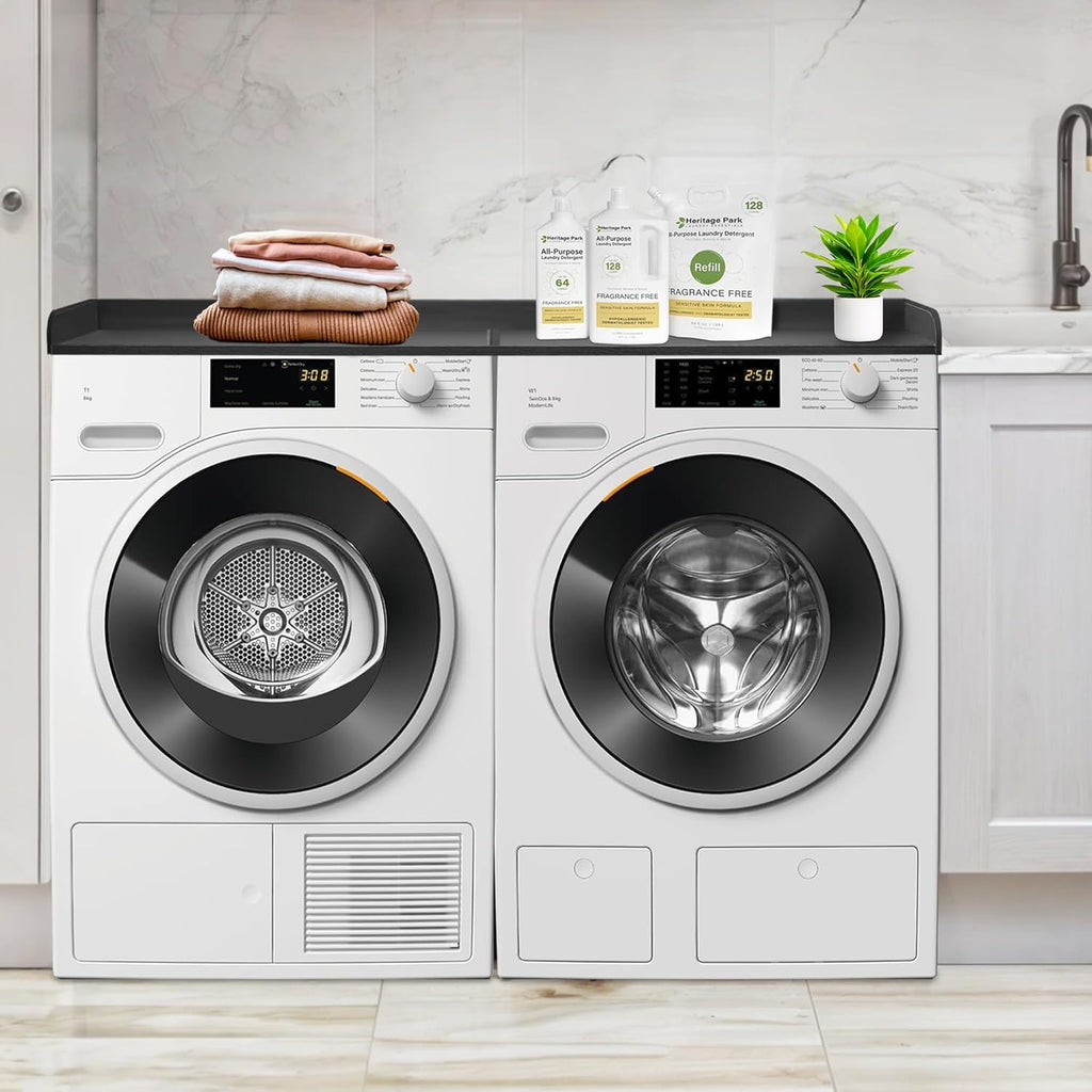 Royxen Washer Dryer Countertop, 27.4" x 54" Wood Universal Fit, Washer Dryer Topper, Laundry Room Organization, Laundry Countertop for Laundry Organization, Black