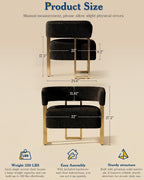 Mid Century Modern Accent Chair Set of 2, Barrel, Black Boucle, Gold Leg | AODAILIHB Upholstered Comfy Luxury Living Room Chairs, Cloud Armchair Set w/ Curved Back For Bedroom Dorm Office Lounge Decor