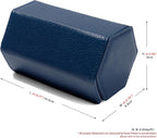 Oirlv Luxury Hexagonal Leather Watch Travel Case Watch Organizer Case for Men Portable Jewelry Storage Roll Organizer(2-Slot,Blue)