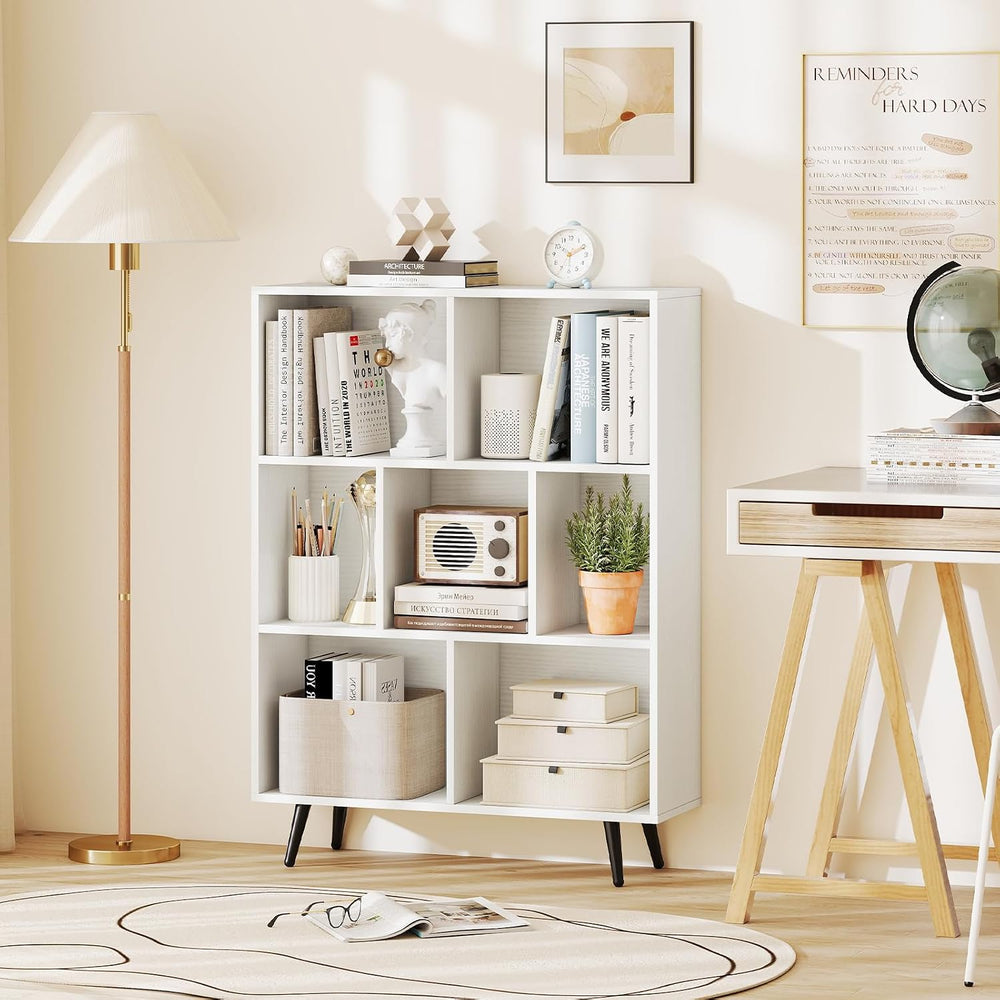 Giantex 7-Cube Bookcase, 3-Tier Modern Bookshelf with 4 Metal Legs, 31.5&quot...