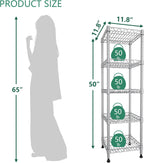 GIOTORENT 5 Tier Standing Shelving Metal Units, Adjustable Height Wire Shelf Display Rack for Laundry Bathroom Kitchen 11.8 W x 11.8 D x 50 H (5-Tier, Grey, Matte/Glossy Finish)