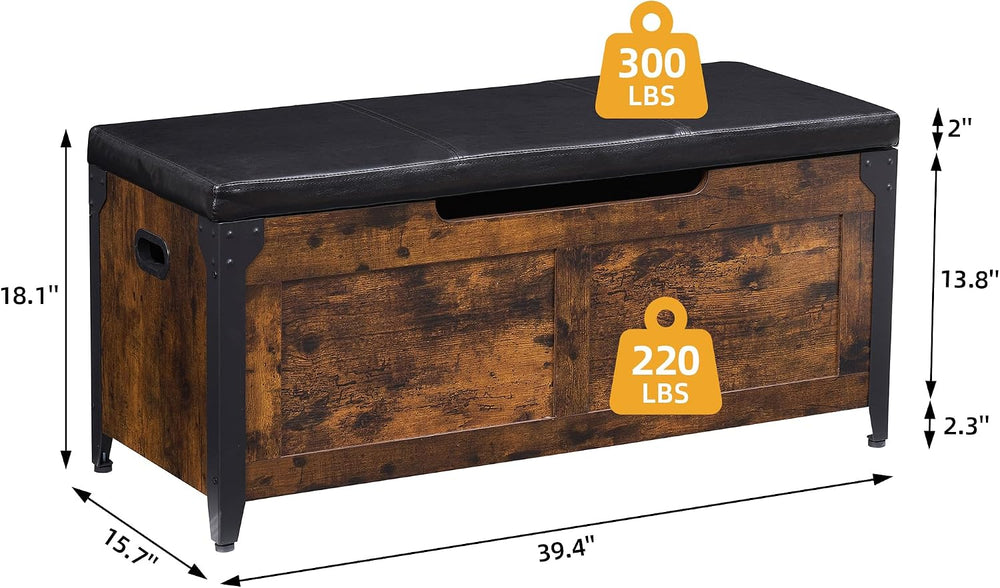 GAOMON 39.4" Storage Chest, Storage Bench with Safety Hinge | Farmhouse ...
