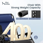 PHI VILLA Zero Gravity Chair Set of 2, Padded Anti Gravity Recliner, Oversized 28" Wide Seat, Foldable Patio Lounger with Armrest & Cup Holder, Supports 400 LBS (Blue Black)