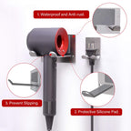 FLE Hair Dryer Holder Wall Mounted Self Adhesive, SUS 304 Stainless Steel Hair Blow Dryer Rack Organizer Compatible with Most Hair Dryers