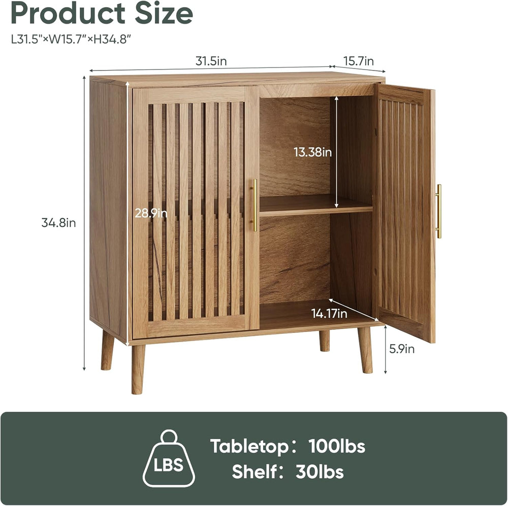 Smart FENDEE Sideboard Cabinet, 31.5" W Farmhouse Buffet Cabinet with Sl...