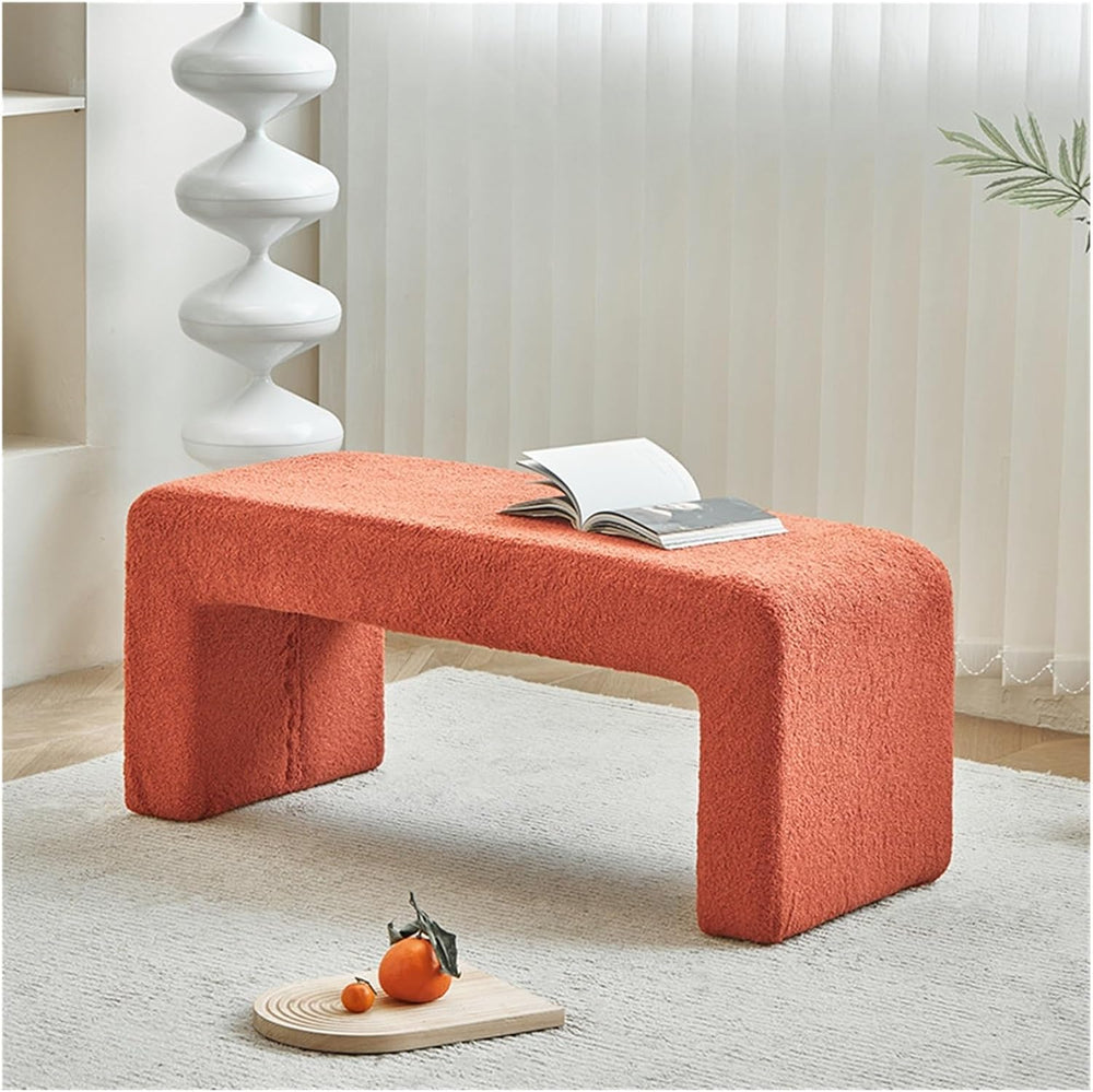 Modern Upholstered Entryway Bench, End of Bed for Bedroom Boucle Ottoman Mode...