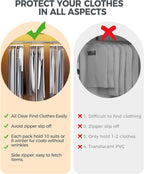 6 pcs 40" Garment Bags for Hanging Clothes, Clear Suit Bags for Closet Storage Clothing Storage, Garment Bags for Travel Covers with 10" Gussets for Coats, Jackets, Shirts and Sweater