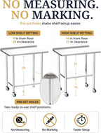 Atelicf NSF Stainless Steel Prep Table 30X48 inch, Backsplash & Casters | Mobile commercial-grade table for restaurants, kitchens, food trucks, breweries, bars, garages, and BBQ