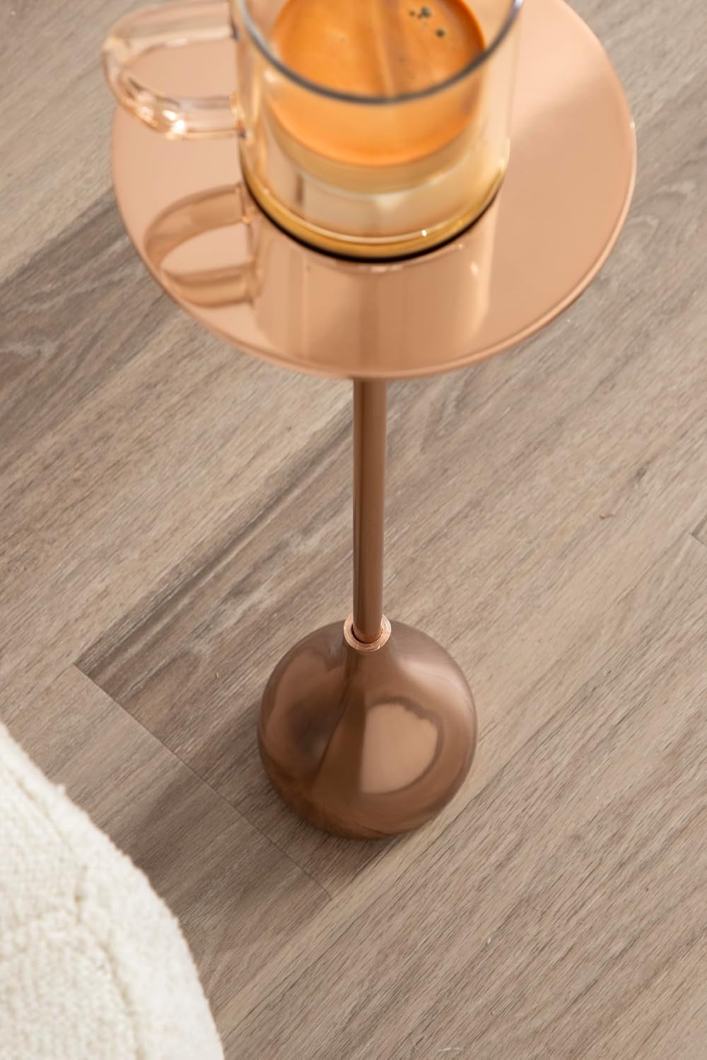 Kate and Laurel Hersi Decorative Modern Pedestal Drink Table, 7 x 7 x 20, Ros...