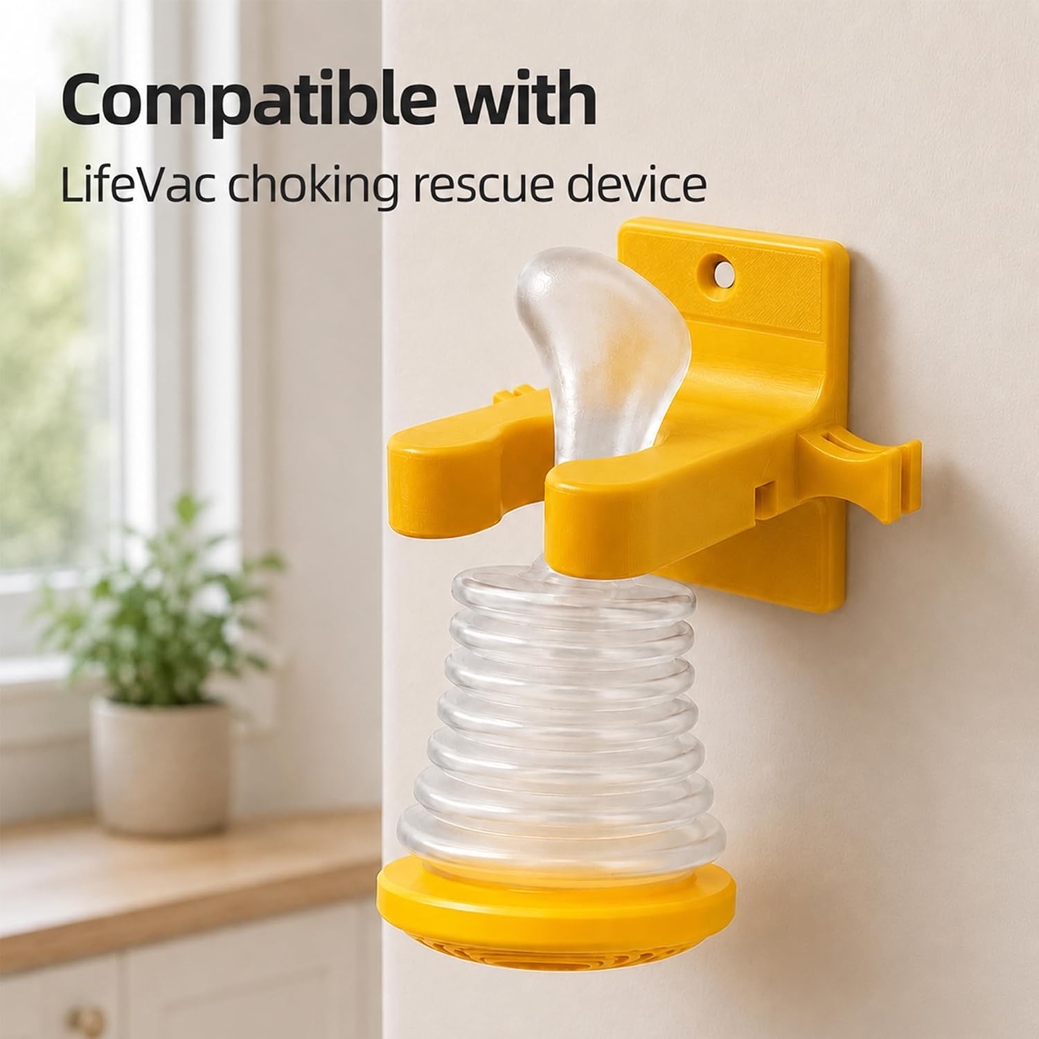 Wall Mount Holder for LifeVac Emergency Suction Device, Dual Mount Options Quick Choking Rescue Access, Yellow (Device Not Included)