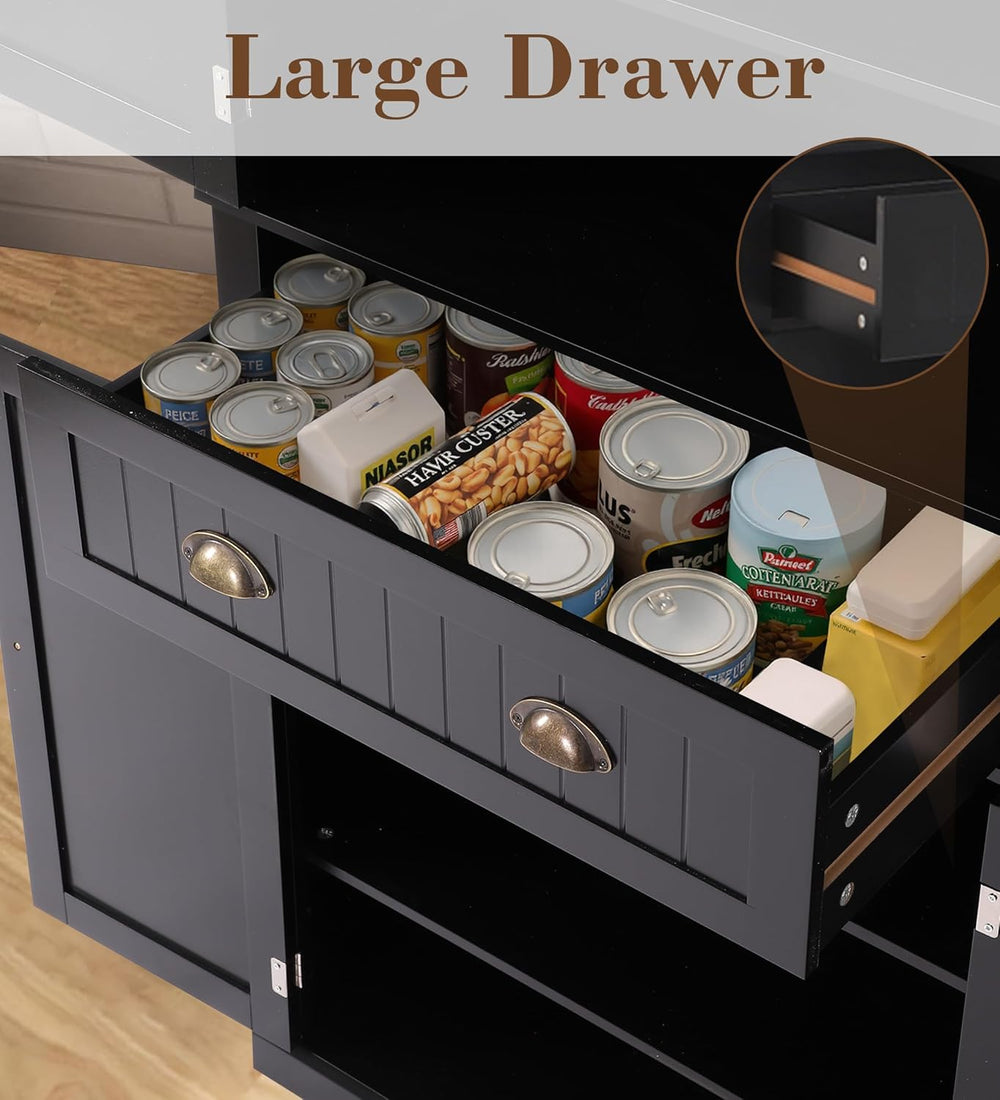 KIGOTY 72" Tall Kitchen Pantry Cabinet with Drawer and 4 Adjustable Shel...