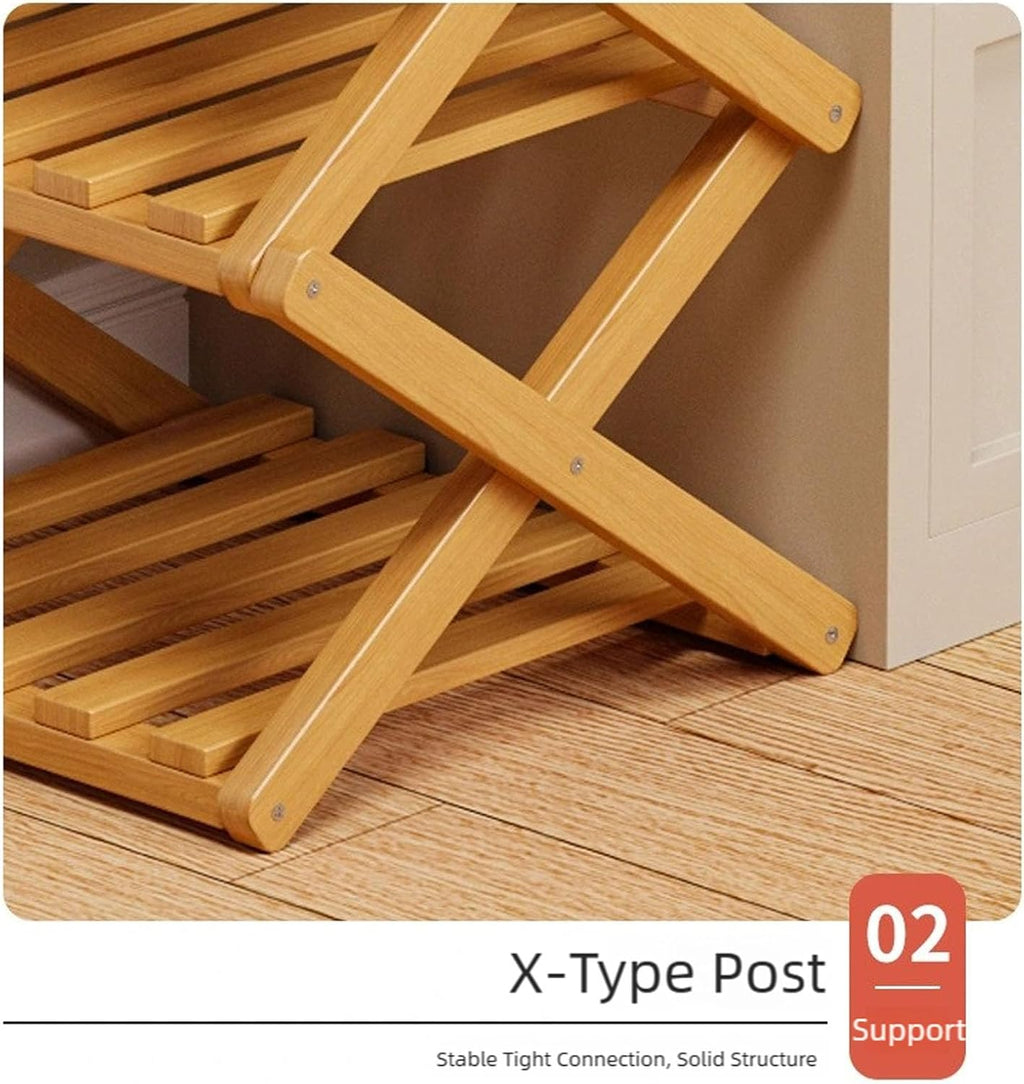 Shoe Rack for Entryway, 2-10 Tiers Vertical Shoe Rack Foldable Bamboo-Shoes Organizer Narrow Shoes Storage Shelf for Entryway Closet Corner Hallway No-Tool Assembly Space Saving Racks