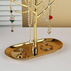MORE&LESS Branch Jewelry Rack with metal tray,Luxury color,Tree Tower Rack Hanging Organizer for Ring Earrings Necklace Bracelet,Suitable for living rooms, bathrooms,offices,etc.