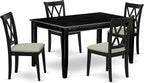 East West Furniture DUCL5-BLK-C 5 Piece Kitchen Table & Chairs Set Includes a Rectangle Dining Table and 4 Linen Fabric Dining Room Chairs, 36x60 Inch, Black