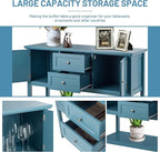 COSTWAY Buffet Sideboard, with 2 Wood Storage Drawers & Open Shelf, Console Table for Living Room Kitchen Dining Room Furniture (Blue)