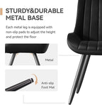 Dining Chairs Set of 4, Faux Leather Mid Century Modern Kitchen Chairs with Soft Cushion, Comfortable Upholstered Dining Room Chairs for Kitchen, Black