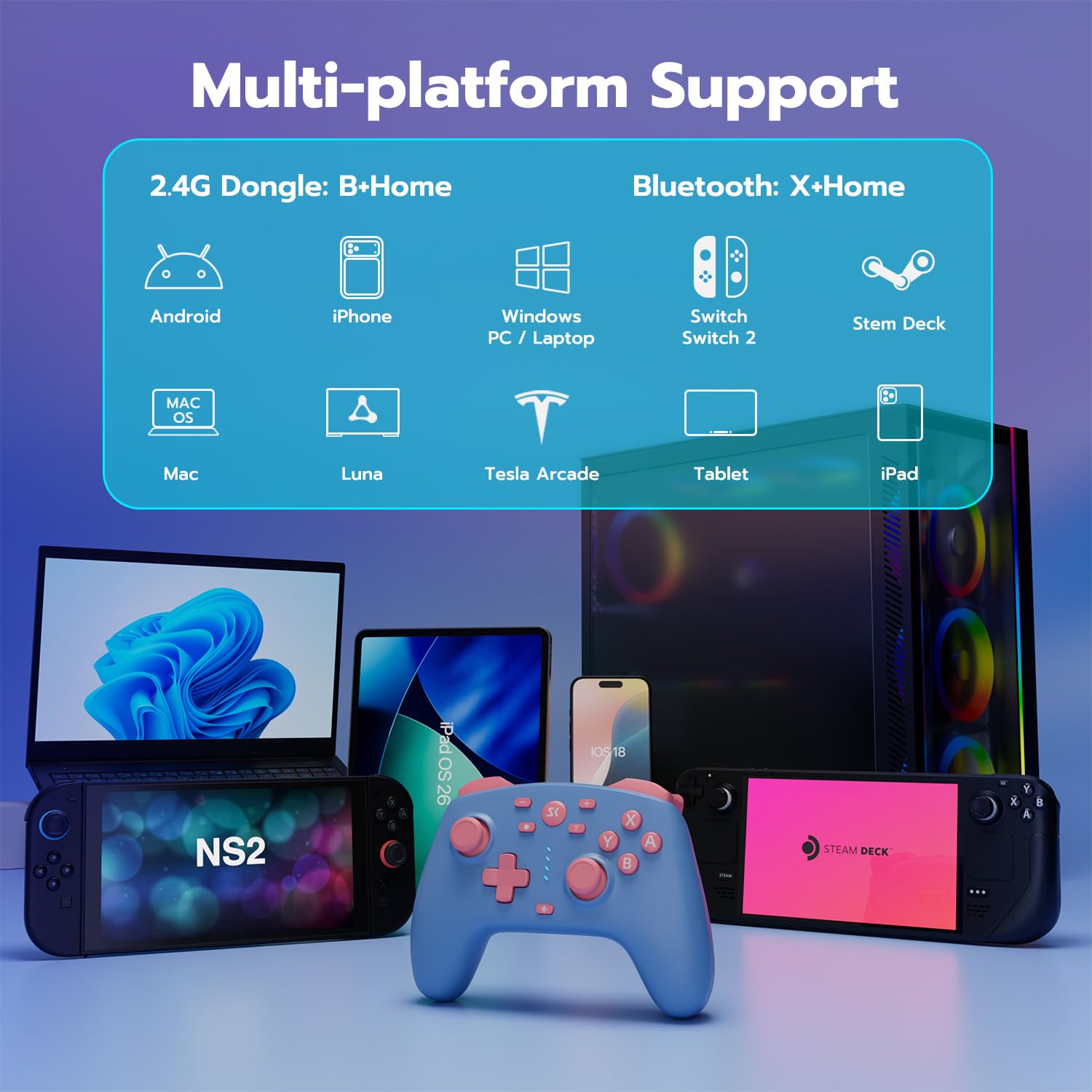 ISHAKO PC Gaming Controller for Windows/Switch/Switch2, Stem, Luna, MacBook