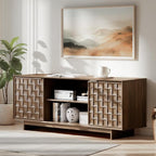 COLAMY TV Stand with Two Doors, Entertainment Center 59" with Adjustable Shelves and Storage, Mid-Century Modern TV Stand for 50/55/65 inch TV, Media Console Cabinet for Living Room, Bedroom Walnut