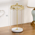 Lolalet Rotating Necklace Holder Stand with Metal Hooks, Spinning Display Carousels, Freestanding Organizer Hanger, for Long Necklaces Chains -Gold