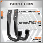 HORUSDY 6-Pack Heavy Duty Metal Wall Hooks, Large Garage Storage & Organization Hooks for Tools, Extension Cords, Ladders, and Bags, Wall Mount J Hooks for Indoor Outdoor Use, Gray