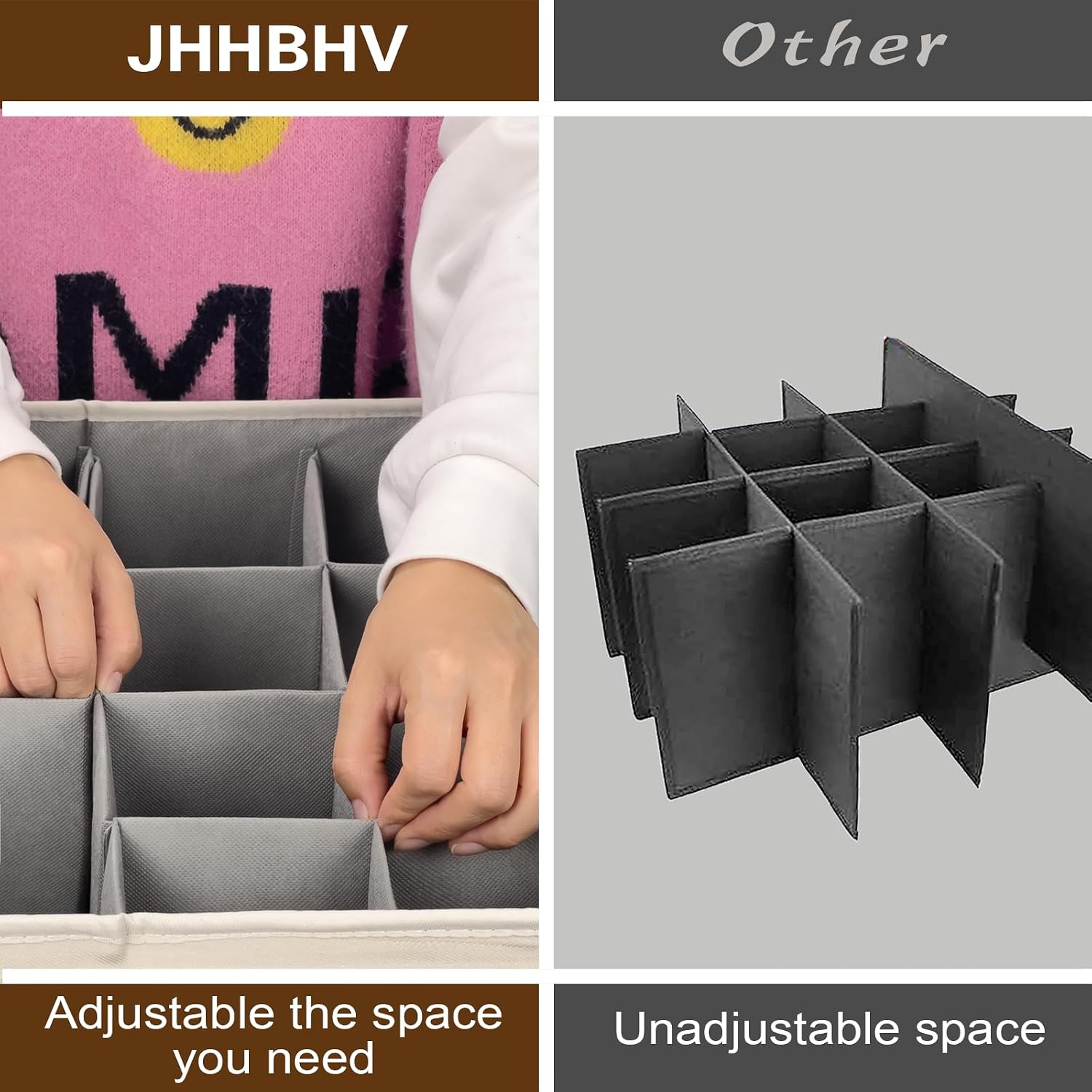 2 Pack Shoe Organizer for Closet with Adjustable Divider Shoe Storage Box | Fits 16-32 Pairs Stackable Foldable Shoe Bin with Clear Cover for Sneaker Boot Heel Sandal Dorm Space Saving Beige and Grey