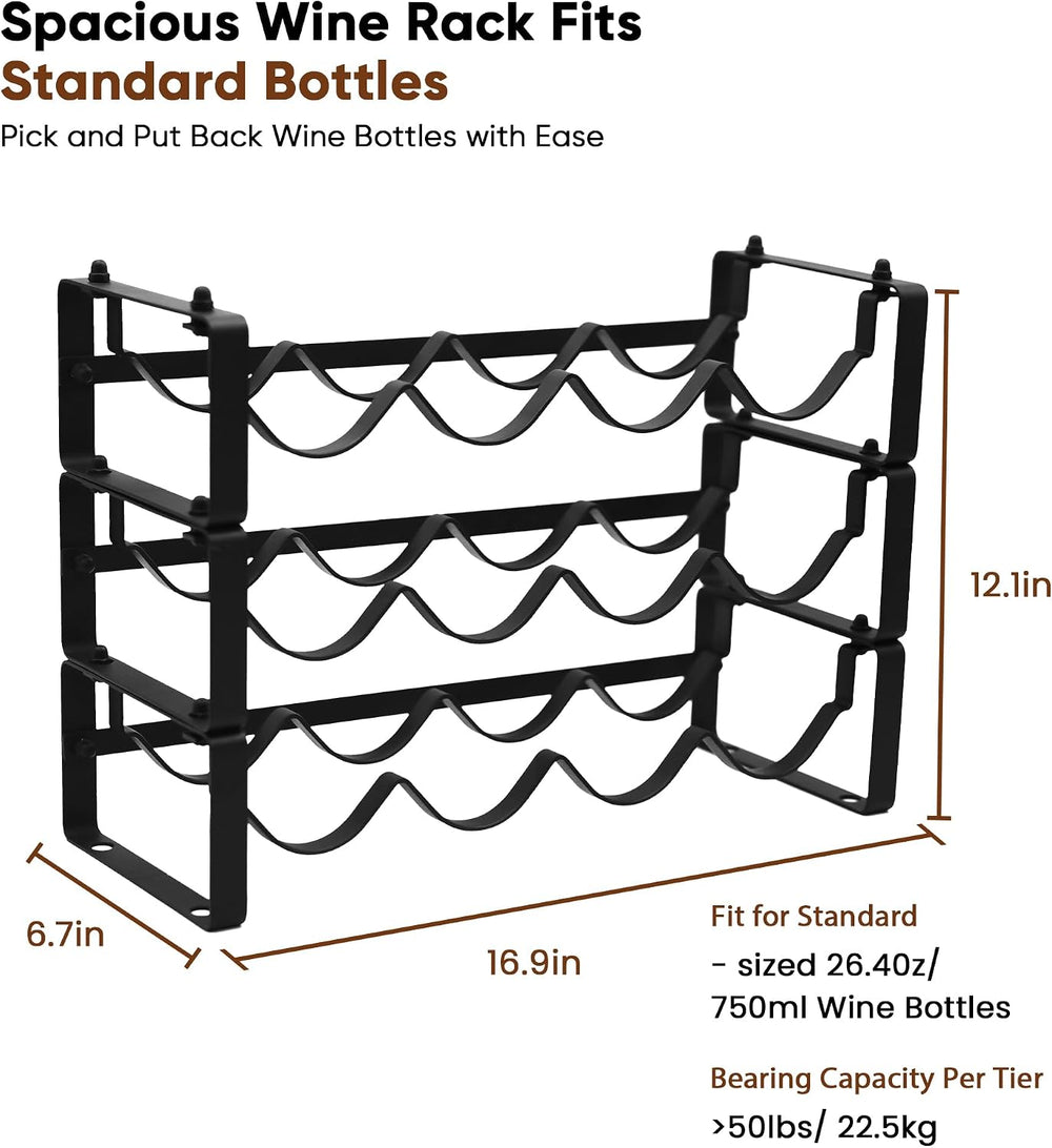 Wine Rack for Countertop – Stackable Freestanding Bottle Organizer for Kitche...