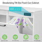 JAXPETY Double Tilt Out Trash Cabinet, Kitchen Hidden Garbage Can with Negative Ion & Deodorizing Function,Free Standing Recycling,Dog Proof 10 Gallon Trash Bin Cabinet for Bathroom, Living Room