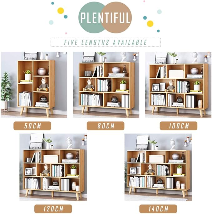 IOTXY Wooden Open Shelf Bookcase - 3-Tier Floor Standing Display Cabinet Rack...