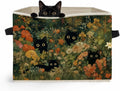 Wildflower Field Black Cat Storage Box Bins, Cat Lover Gifts, Floral Kitten Collapsible Storage Basket Organizer for Bedroom Laundry Room Home Clothes Books, Decor for Room