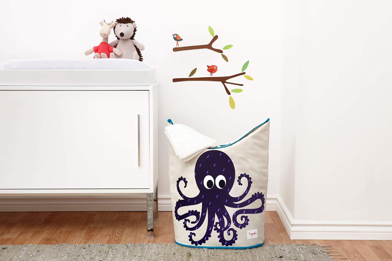 3 Sprouts Baby Laundry Hamper, Handles and Lid, Storage Basket, Octopus | Handles and lid, Large storage basket, Toy bin, Nursery room decor, Baby clothes organizer, Bedroom or playroom storage