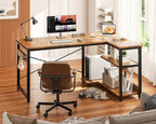 Casaottima L Shaped Computer Desk, 40 Inch Small Corner Desk with Storage Shelves & PC Stand, Reversible Gaming Desk for Bedroom, Modern Writing Study Table for Home Office, Vintage
