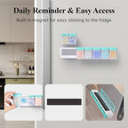 Weekly Pill Organizer Magnetic, Removable Pill Box 7 Day 1 Time a Day, Large Pill Case Travel, Week Once Daily Medication Dispenser, Medicine Container Holder for Supplement Vitamin, Cyan