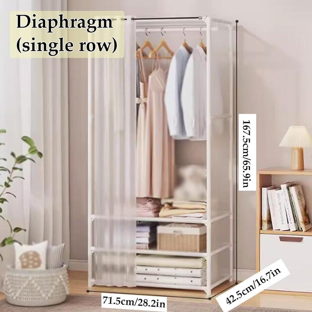 Portable Wardrobe - Heavy-Du Steel e with Hanging Rod & STO Cartment - Bl...