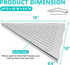 Bathroom Corner Shelf, Recessed 10" Shower Shelf Caddy, SUS304 Stainless Steel Shelf Wall Mount Triangular, No Drilling, Brushed Nickel