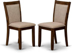 F3MZ7-50N-04 7-Pc Kitchen Table Set Includes a Pedestal Table and 6 Light Tan Polyester Dining Room Chairs with Padded Back - Antique Walnut