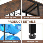 Klvied 2-Tier Water Jug Rack, 5 Gal, Wood Top | Heavy duty steel, wooden top shelf, for kitchen, break room, office, holds 5 gal bottles