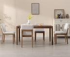 Kmax Modern Dining Chairs Set of 4, Upholstered Armless Wood Chairs Linen Fabric Side Chairs for Dining Room, Kitchen - Beige