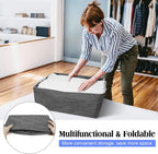 3Pack 105L Extra Large Storage Bags, Folding Comforter Blanket Storage Bags Closet Organizers and Storage Containers for Clothes with Strong Handles&Zippers Clear Window for Bedding Pillow Black
