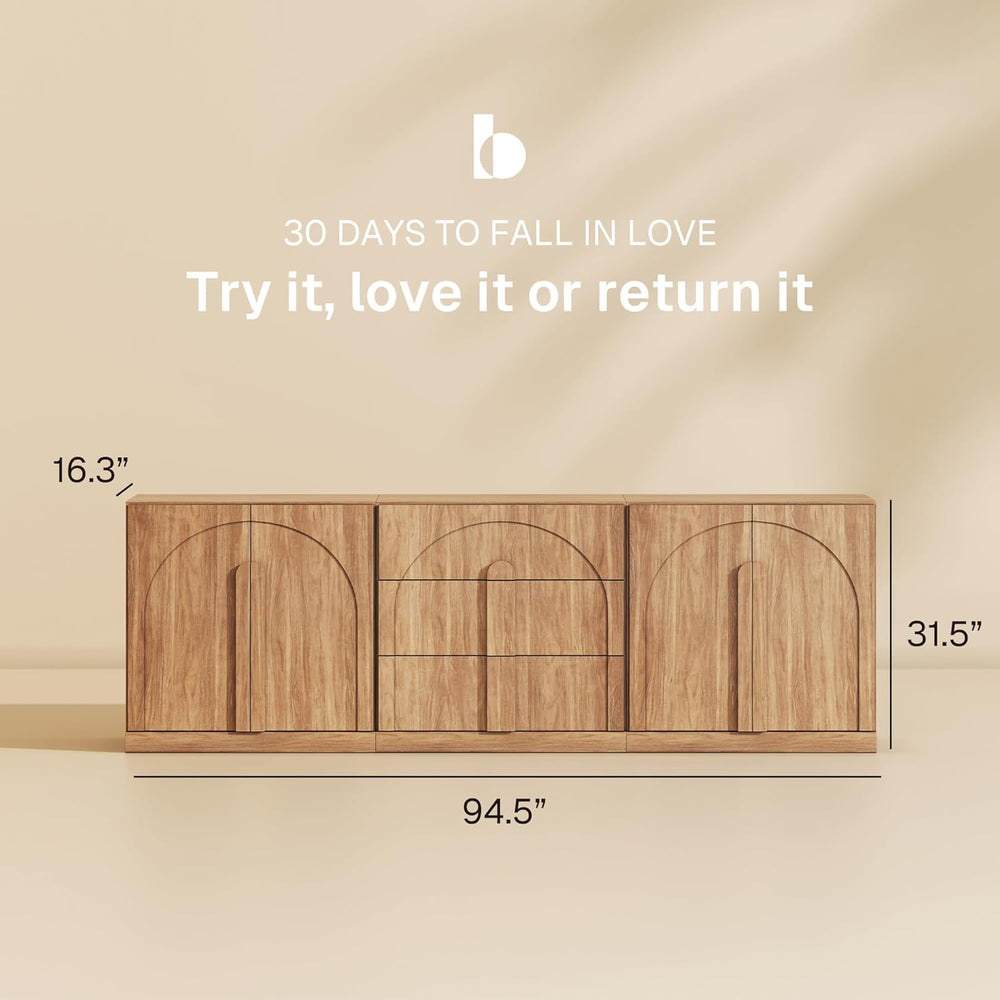 BELLEZE 3-Piece Modular Sideboard Cabinet Set Freely Configurable, Modern Woo...
