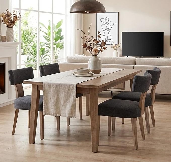Mid Century Modern Dining Chairs Set of 4, Upholstered Wooden Dining Room Cha...