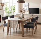 Mid Century Modern Dining Chairs Set of 4, Upholstered Wooden Dining Room Chairs, Farmhouse Kitchen Chairs, Accent Armless Side Chairs with Curved Back for Living Room, Charcoal Linen, 4PCS