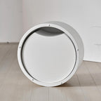 Nesting Coffee Table Set of 2, Modern Drum Side Table End Table, Wave Stripe Round Coffee Table for Living Room, Bedroom, Beige-02