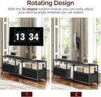 MAHANCRIS TV Stand with Mount for up to 75", Entertainment Center with Switch-Controlled Charging Station, Swivel TV Stand Mount with Fabric Drawers, for Living Room, Black TVBK154E01N2