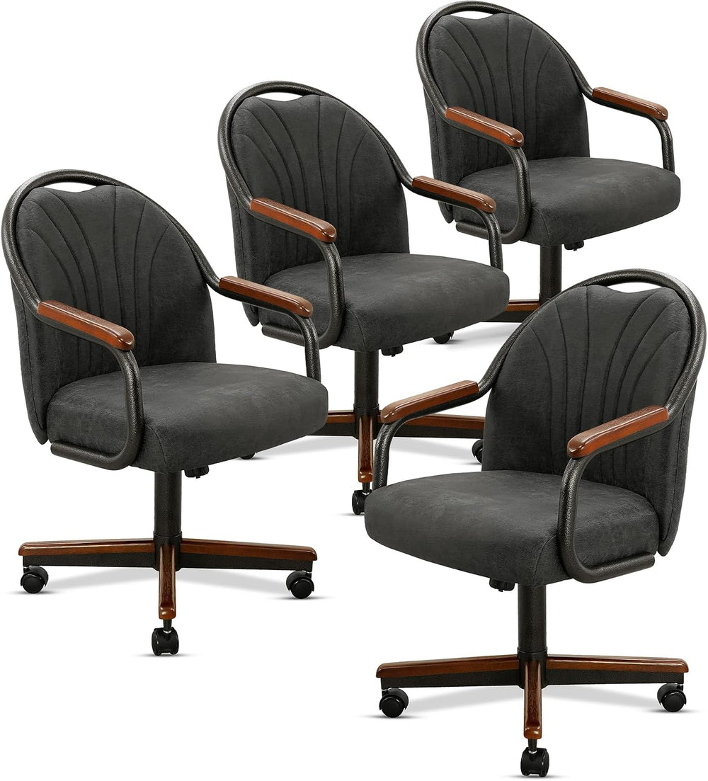Chromcraft Oakstone Fog Swivel Dining Chairs with Casters, Set of 4 – Luxury ...
