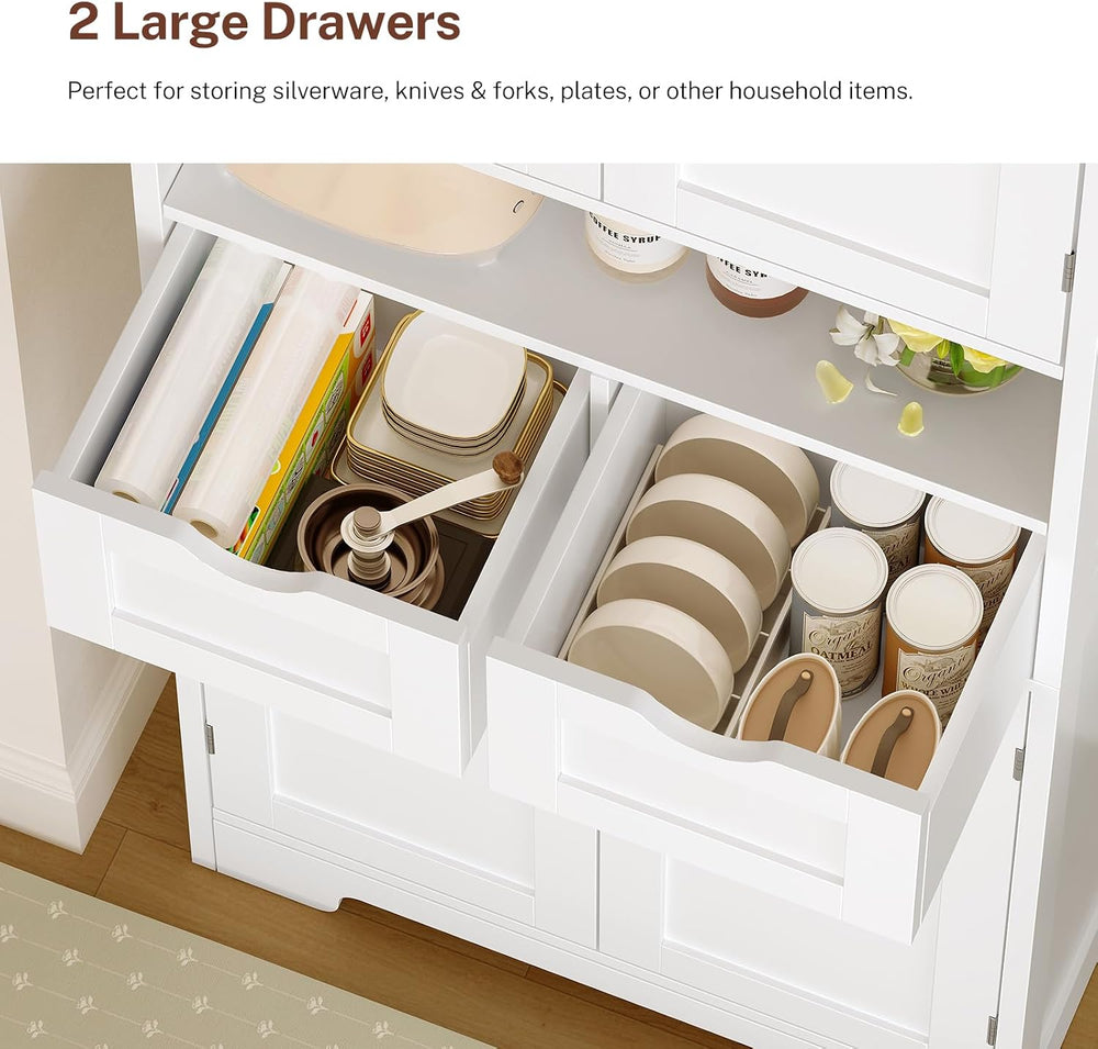 TEENFON Kitchen Pantry Cabinet with Adjustable Shelf, Tall Storage Cabinet wi...