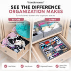 Wondersome Drawer Organizer for Clothes - 6-Pack of Underwear, Sock, Bra, Tie and Clothing Divider - Bedroom Shelf/Cabinet Storage Organization - Foldable Closet and Dresser Fabric Organizing Boxes